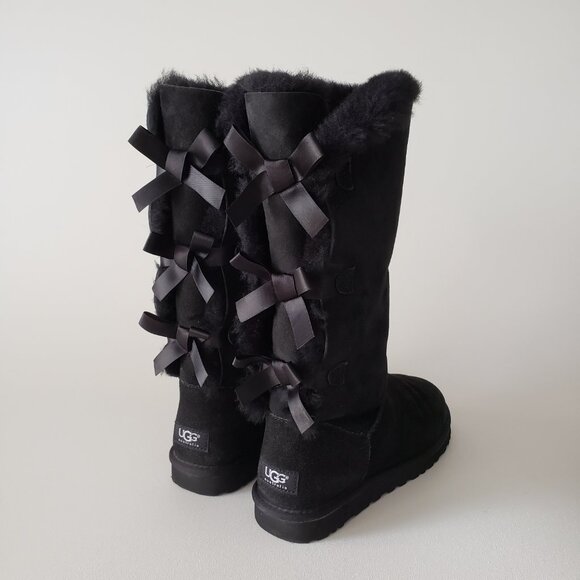 UGG Bailey Bow Tall II Black Boots Size 9 - Picture 1 of 9